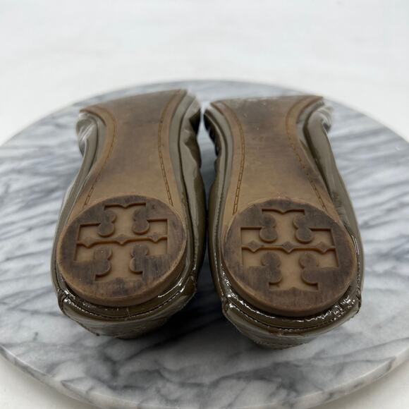 Tory Burch Womens 8 Ballet Flats Moss Eddie Bow Patent Leather Glossy 22128516 - Picture 8 of 13